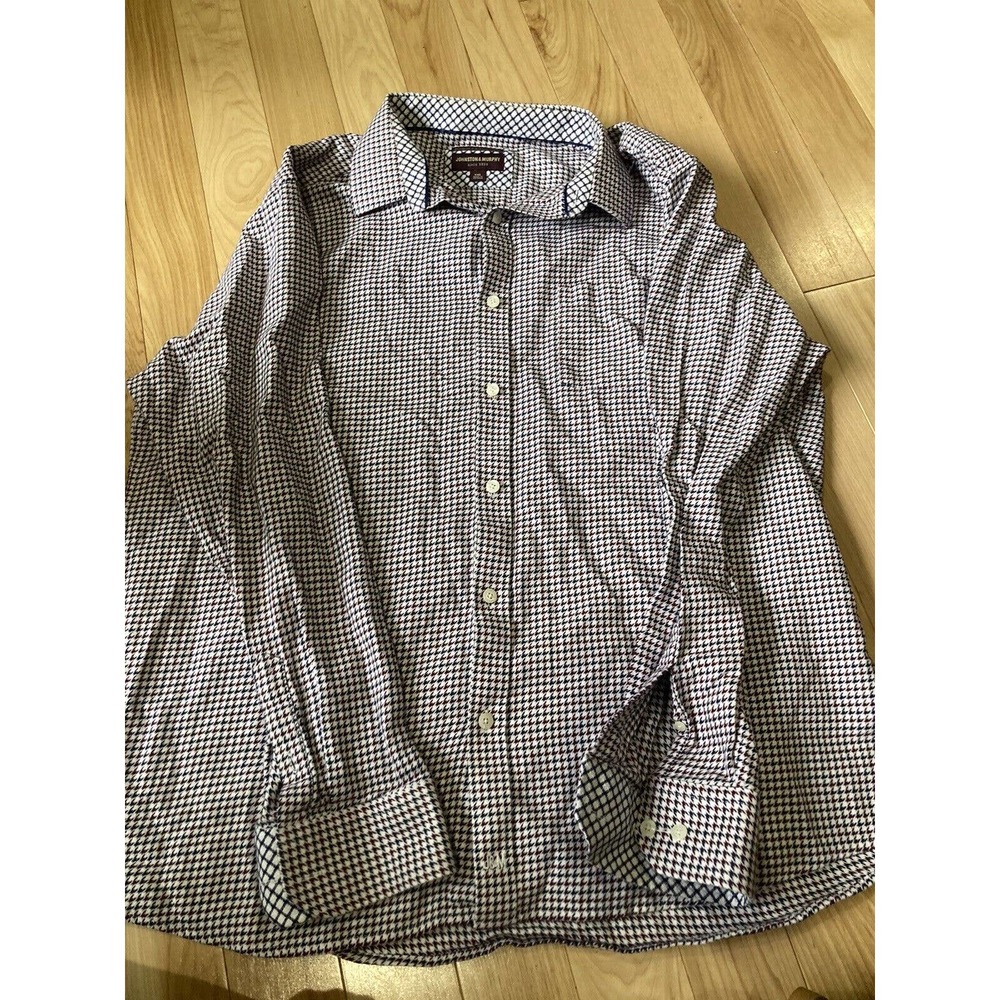 Johnston & Murphy XL Multicolor Checks Button-Up Long Sleeve Casual Men's Shirt